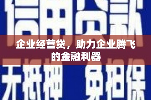利津企业经营贷，助力企业腾飞的金融利器