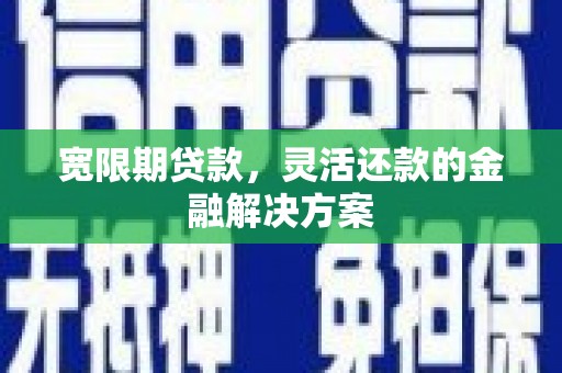 利津宽限期贷款，灵活还款的金融解决方案