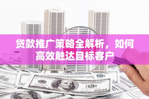 利津贷款推广策略全解析，如何高效触达目标客户