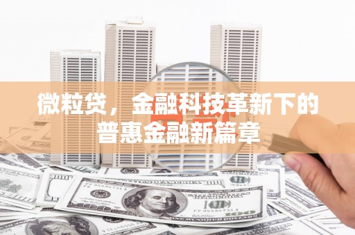 利津微粒贷，金融科技革新下的普惠金融新篇章