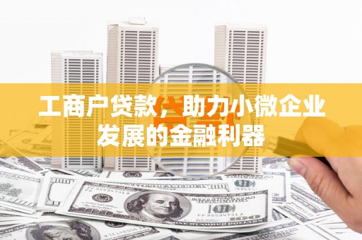 利津工商户贷款，助力小微企业发展的金融利器